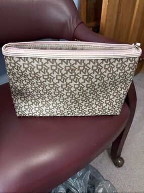 DKNY Beige Monogram Cosmetic Pouch